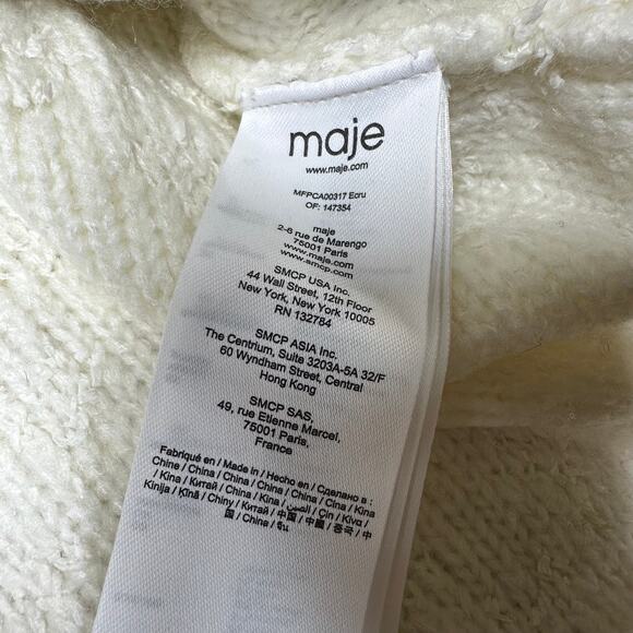 Maje NWT Mirta Knit Contrast Trim Vest White Black Women's Size 3 (US Large) - Picture 8 of 11